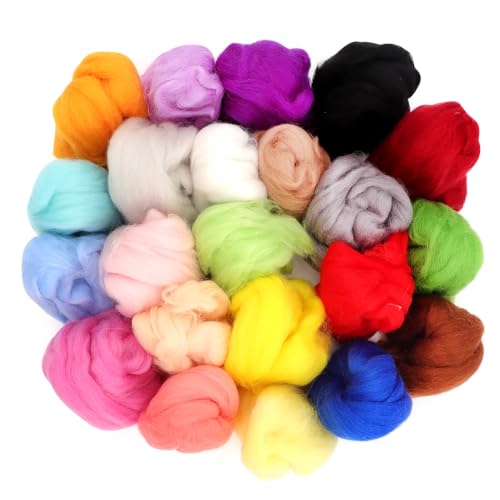 RANJIMA Schafwolle zum Filzen, Filzwolle Basteln, Needle Felting Wool 22 Farben Filzwolle Nassfilzen Je 10 Gramm Nadelfilz Starterset Weihnachten Filzwolle Trockenfilzen für DIY Handwerk Filznadeln RANJIMA Schafwolle zum Filzen, Filzwolle Basteln, Needle Felting Wool 22 Farben Filzwolle Nassfilzen Je 10 Gramm Nadelfilz Starterset Weihnachten Filzwolle Trockenfilzen für DIY Handwerk Filznadeln von RANJIMA