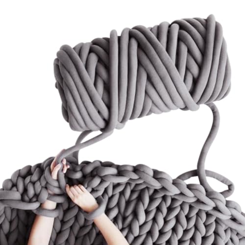 RANJIMA Dicke Wolle zum Handstricken, Chunky Wool, Chunky Yarn Wolle zum Häkeln Dickes Garn, 500g Länge ca 25M, Strickwolle Dickes Garn für Riese Klobig Sticken Werfen Sofa Decke, Kunsthandwerk, Grau von RANJIMA