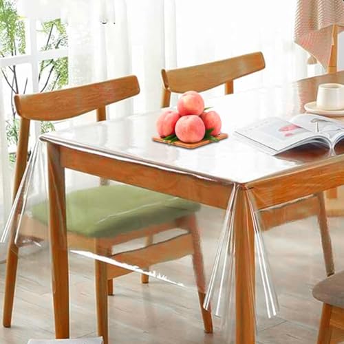 RANJIMA Tischfolie Durchsichtig, Tischdecke Klarsicht Tischdecke Transparent 140cm Breit, Meterware 0.13 mm Stark, Wasserdicht Abwaschbar PVC Folie Fettdicht Tischschutzfolie (140x180cm) von RANJIMA