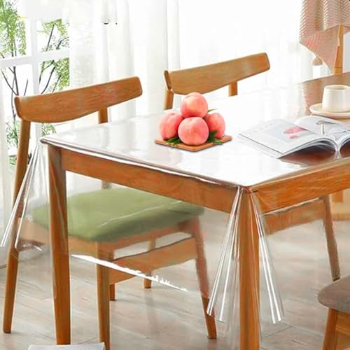 RANJIMA Tischfolie Durchsichtig - 140x180cm Transparente Tischdecke Tischschutz, Durchsichtige Tischdecke Abwaschbar Meterware 0.13 mm Stark, PVC Plastik-Tischdecken Tischschutzfolie für Innen Außen von RANJIMA
