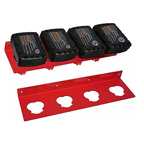 RANRAO Batteriehalter für Milwaukee M12, Metall-Batteriespeicher für 4 Stück Milwaukee M12 6.0 Batterie, Halterung Wandregal mit 4 Schlitzen Zubehör Werkzeug von RANRAO