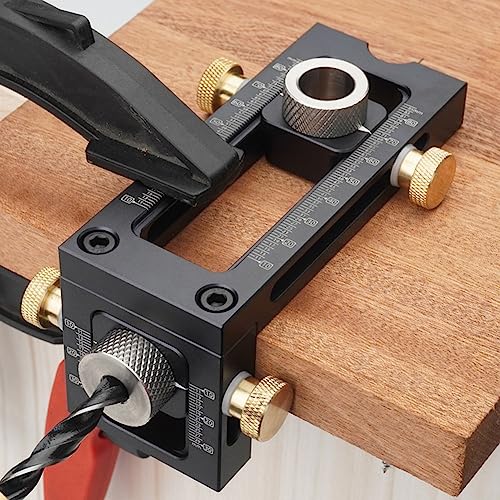 RANRAO Holzbearbeitung Dübelvorrichtung, verstellbare Holzbearbeitung Bohren Puncher Locator, 2 in 1 Doweling Jig Drill Guide Locator Hole Puncher for Bed Cabinet von RANRAO