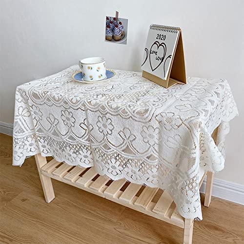 RANRAO Spitzentischdecke, weiße Vintage-Spitze, Couchtischdecke, staubdichte Tischdecke, TV-Schrank, Haushalt für Abendessen, Picknick, Tischdekoration RANRAO Spitzentischdecke, weiße Vintage-Spitze, Couchtischdecke, staubdichte Tischdecke, TV-Schrank, Haushalt für Abendessen, Picknick, Tischdekoration von RANRAO