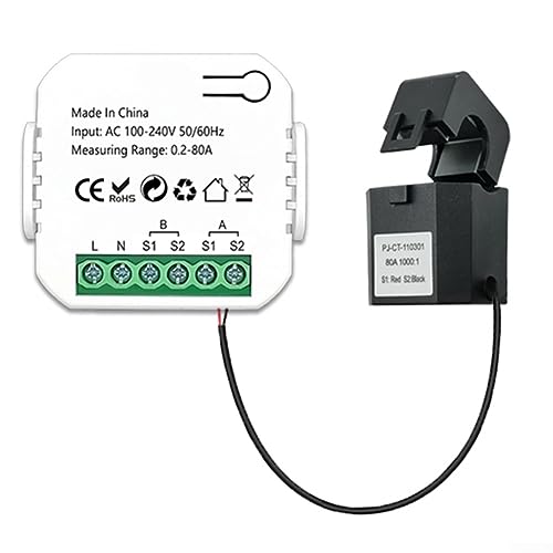 Smart Zigbee 1/2 Weg WiFi Energiezähler Bidirektion 2 Kanal mit Klemme 80A Stromklemme Stromwandler App-Monitor mit Klemme CT von RANRAO