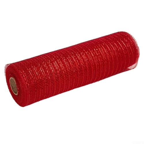Weihnachtsbandrolle mit gestreiftem Netz für DIY Weihnachten für Kränze, Girlanden, Schleifen und saisonale Dekorationen (rot) von RANRAO
