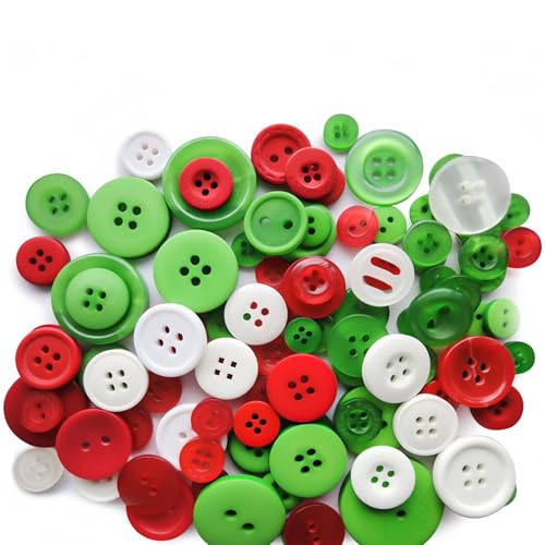 600–700 Stück bunte Knöpfe für Weihnachten, Basteln, Nähen, verschiedene Größen, 9 mm - 35 mm, rot-grüne und weiße Knöpfe 600–700 Stück bunte Knöpfe für Weihnachten, Basteln, Nähen, verschiedene Größen, 9 mm - 35 mm, rot-grüne und weiße Knöpfe von RANXIZY