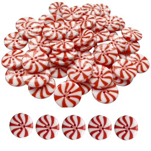RANXIZY Runde Knöpfe aus Kunstharz, 4 Ösen, 2,5 cm, Candy Pink, Windrad, Weihnachts-Knöpfe, 50 Stück (rot) von RANXIZY