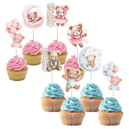 24-teiliges Set Bären Cupcake Topper,Bären Geschlechts Offenbarung Dekorationen,Cupcake Topper Babyparty,für Babygeburtstagsfeiern,Taufen und andere Anlässe Kuchendekorationszubehör 24-teiliges Set Bären Cupcake Topper,Bären Geschlechts Offenbarung Dekorationen,Cupcake Topper Babyparty,für Babygeburtstagsfeiern,Taufen und andere Anlässe Kuchendekorationszubehör von RANYAKE