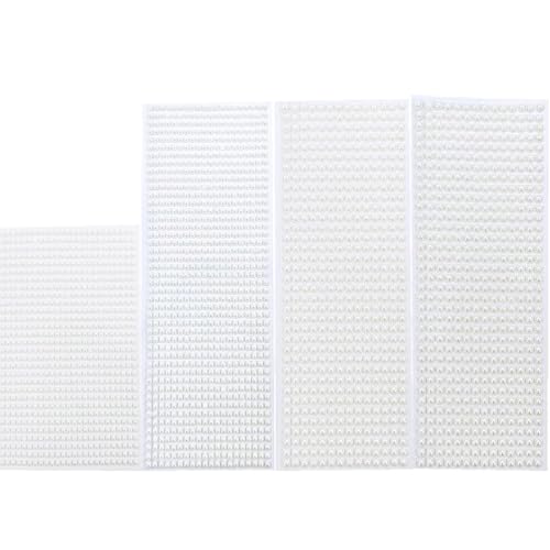 2800Stück/4 Bögen Selbstklebende Halbperlen,Perlen Sticker,Weiße Perlen Sticker aus Acryl,3/4/5/6mm Beige Perlenaufkleber,für Nagelkunst,Make-up,DIY-Basteln,Farbmalerei von RANYAKE