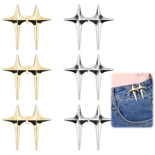 6 Paar Jeans Knopfstifte,Star design Silber Angespannungs Taillenknöpfe,Stern Jeans Knöpfe Pins,Silber & Gold No-Sew Taille Cinching Knöpfe,Abnehmbare Jeansknöpfe, keine Notwendigkeit, Hosen zu nähen 6 Paar Jeans Knopfstifte,Star design Silber Angespannungs Taillenknöpfe,Stern Jeans Knöpfe Pins,Silber & Gold No-Sew Taille Cinching Knöpfe,Abnehmbare Jeansknöpfe, keine Notwendigkeit, Hosen zu nähen von RANYAKE
