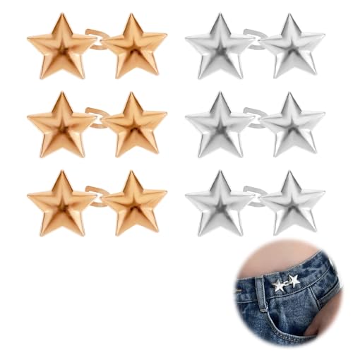 6Paare Sterne Hosenbund Enger Machen,Hosenklammern zum Festziehen der Taille,Jeansknöpfe,No Sew Waist Buttons,Verstellbarer Jeans-Taillengürtel,für Jeans, Röcke und Hemden 6Paare Sterne Hosenbund Enger Machen,Hosenklammern zum Festziehen der Taille,Jeansknöpfe,No Sew Waist Buttons,Verstellbarer Jeans-Taillengürtel,für Jeans, Röcke und Hemden von RANYAKE
