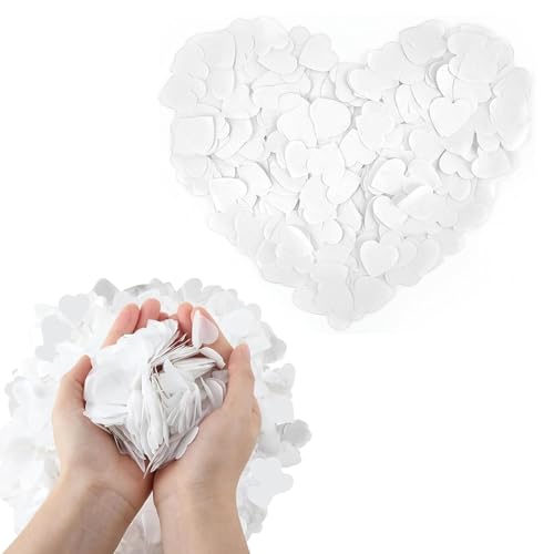 9000 Stück Biologisch Abbaubares Konfetti,Herzen Deko Confetti,Streudeko Geburtstag,Hochzeitskonfetti,Tischkonfetti,Weißes Herzkonfetti für Hochzeiten,Dekorationen und Feiern (1 Zoll) von RANYAKE