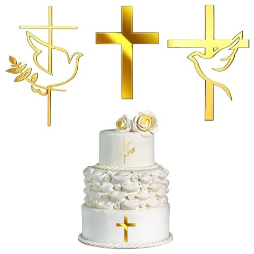 3 Stück Taufe Tortendeko Gold, Kreuz Cake Topper Taufe, Acryl Firmung Tortendeko, Torte Deko Kommunions Kreuz für Kommunion Geburtstag Babyparty Hochzeit 3 Stück Taufe Tortendeko Gold, Kreuz Cake Topper Taufe, Acryl Firmung Tortendeko, Torte Deko Kommunions Kreuz für Kommunion Geburtstag Babyparty Hochzeit von RAOLAWOBA