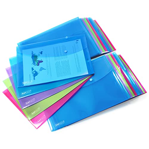 Rapesco 1677 farbige Dokumentenmappe, Foolscap/A4+, Sortierte Transparente Farben, 25 Stück von Rapesco