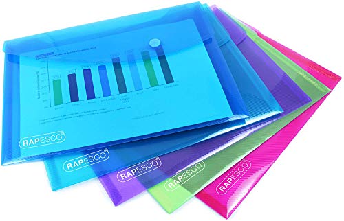 Rapesco 0689 Dokumentenmappe mit Druckknopf, A5, Sortierte Transparente Farben, 5 Stück Rapesco 0689 Dokumentenmappe mit Druckknopf, A5, Sortierte Transparente Farben, 5 Stück von Rapesco