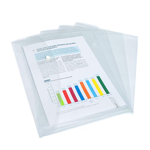 Rapesco 0695 Transparente Dokumentenmappe mit Druckknopf, Foolscap / A4+ Format, Transparent, 5 Stück von Rapesco