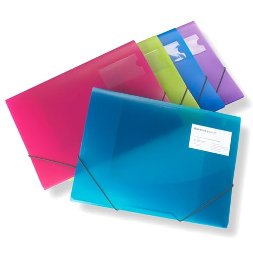 Rapesco 0719 3-Klappen-Ordnungsmappe, A4+, leuchtende Transparente Farben, 5 Stück von Rapesco