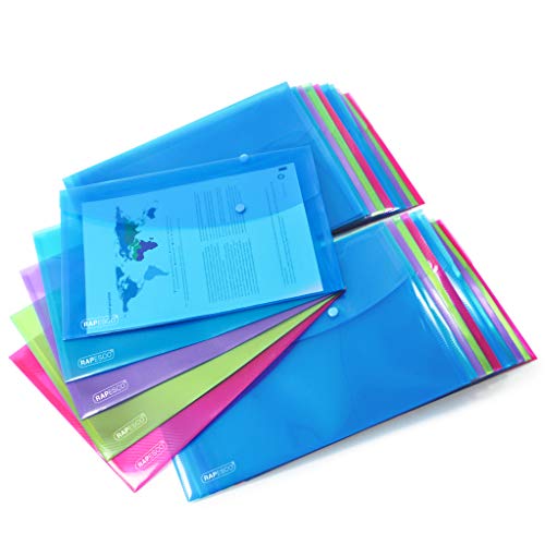 Rapesco 1495 Dokumentenmappe mit Druckknopf, A4+, Sortierte Farben, 50 Stück von Rapesco