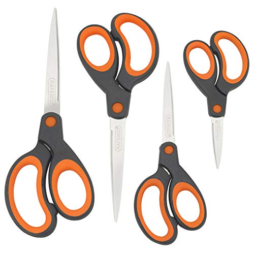 Rapesco 1577 Soft Grip Griff Scheren, Schwarz/Orange, 4 Stück Rapesco 1577 Soft Grip Griff Scheren, Schwarz/Orange, 4 Stück von Rapesco