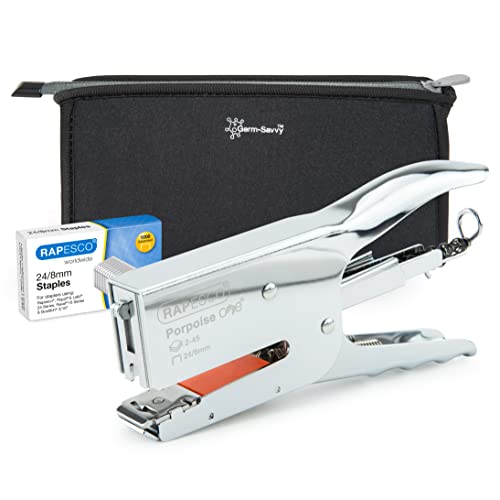 Rapesco 1626 Porpoise ONE Bypass-Heftzange mit Germ-Savvy Aufbewahrungstasche und 1000 x 24/8mm Heftklammern, braucht 24/8mm Heftklammern, Einheitsgröße für 2-45 Blatt Heftleistung, Chrom Rapesco 1626 Porpoise ONE Bypass-Heftzange mit Germ-Savvy Aufbewahrungstasche und 1000 x 24/8mm Heftklammern, braucht 24/8mm Heftklammern, Einheitsgröße für 2-45 Blatt Heftleistung, Chrom von Rapesco