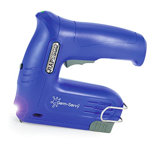 Rapesco 1634 Germ-Savvy Antibakteriell Kabellose elektrische Heft-/Nagelpistole T12-USB mit 4V Lithium-Ionen-Akku, Blau Rapesco 1634 Germ-Savvy Antibakteriell Kabellose elektrische Heft-/Nagelpistole T12-USB mit 4V Lithium-Ionen-Akku, Blau von Rapesco