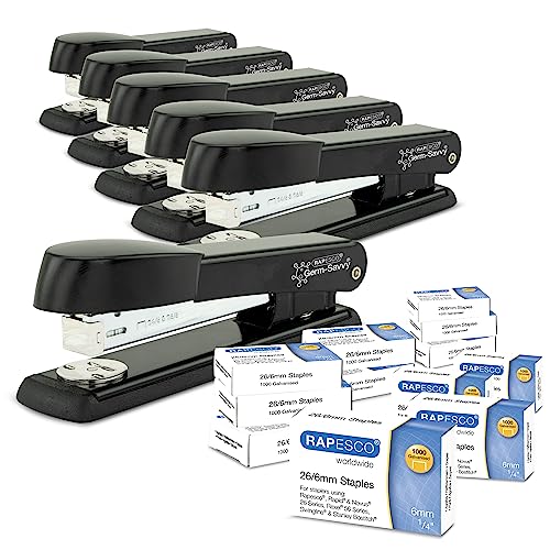 Rapesco 1733 Business Pack: 6 Germ-Savvy Antibakteriellem Marlin Heftgeräten, 25 Blatt Heftleistung, und 12 Schachteln von 1000 26/6mm Heftklammern, Schwarz Rapesco 1733 Business Pack: 6 Germ-Savvy Antibakteriellem Marlin Heftgeräten, 25 Blatt Heftleistung, und 12 Schachteln von 1000 26/6mm Heftklammern, Schwarz von Rapesco