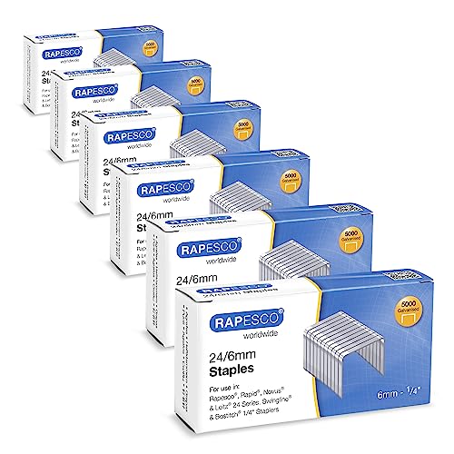 Rapesco 1736 Business Pack: 24/6mm (No.16) Verzinkte Heftklammern, 6 Schachteln mit 5000 Stück von Rapesco