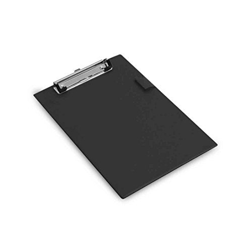 Rapesco A5 Klemmbrett, schwarz, PVC-beschichtet, mit Stifthalter und transparenter Tasche [4 Stück] von Rapesco
