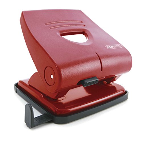 Rapesco PF827PR2 2-Fach Locher 827-P, 30 Blatt Stanzkapazität, Rot von Rapesco