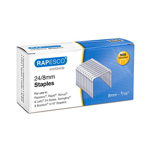Rapesco S24807Z3 Typ 24/8 mm (No.16) Verzinkte Heftklammern, 5000 Stück von Rapesco