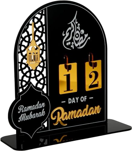 Ramadan Kalender 2024 Ramadan Dekoration Eid Mubarak Dekoration Diy Ramadan Dekoration Diy Ramadan Dekoration Aus Holz,Eid Mubarak Adventskalender,Ramadan Dekorationen Countdown-Kalender (Schwarz) von RARIHUOZY
