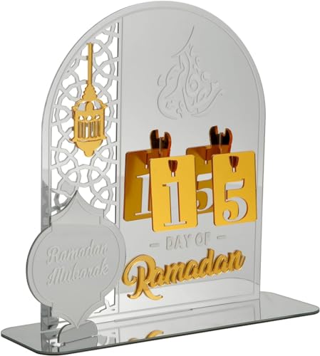 Ramadan Kalender 2024 Ramadan Dekoration Eid Mubarak Dekoration Diy Ramadan Dekoration Diy Ramadan Dekoration Aus Holz,Eid Mubarak Adventskalender,Ramadan Dekorationen Countdown-Kalender (Silber) von RARIHUOZY