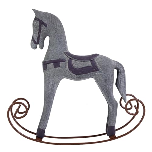 Handgefertigtes Bemaltes Schaukelpferd aus Holz, Spielzeug, Exquisite Nordische Baumstämme, Ideal für und Dekoration (Grey) von RASTKY