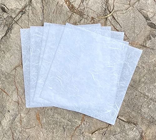 Maulbeerpapier, Naturfaser, quadratisch, Origami-Papier, Kunsthandwerk, Dekorationspapier, quadratisches Faltpapier für Bastelarbeiten, Weiß, 15,2 x 15,2 cm, 50 Blatt von RATREE 888