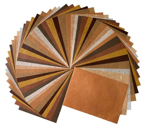 50 Blatt A4 Naturfaser Maulbeerbaum, Bananenrinde, Maulbeerpapier, Kunst, Washi-Papier, Design, Handwerk, Kunst, Origami, Lieferanten, Kartenherstellung, DIY Handwerk (brauner Ton, A4) von RATREE 888