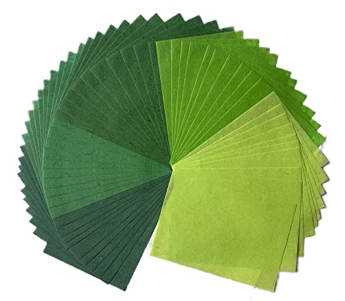 50 Blatt A4 Naturfaser, Maulbeerbaum, Maulbeerbaum, Maulbeerpapier, Kunst, Washi-Papier, Design, Handwerk, Kunst, Origami, Lieferanten, Kartenherstellung, DIY Handwerk (Grünton, A4) von RATREE 888
