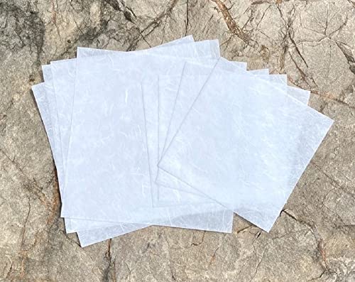 Maulbeerbaum-Maulbeerpapierbögen, natürliches Faser, 20,3 x 20,3 cm, 50 Blatt, quadratisches Origami-Papier, Kunst, Faltpapier, quadratisches Faltpapier für Bastelarbeiten, weiße Farbe von RATREE 888