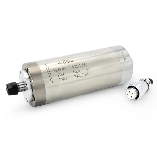 RATTMMOTOR CNC Spindelfräsmotor, 0,8KW 800W wassergekühlter Spindelmotor 110V 4A CNC Spindel CNC Motor ER11 400HZ 24000RMP für CNC Router Gravierer Fräsmaschine von RATTMMOTOR