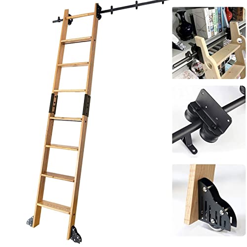 RAUGAJ 3,3 Fuß Bis 20 Fuß Runde Schiene/Schiene, Mobile Leiterschiene Mit Bodenrollenrädern (Keine Leiter), Rollleiter-Hardware-Bibliothek, Schiebetür-Hardware-Kit/6.6Ft/200Cm Track Kit von RAUGAJ