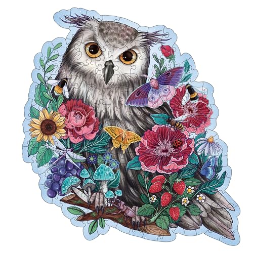 Ravensburger Wooden Puzzle 17511 - Geheimnisvolle Eule - 150 Teile Kontur-Holzpuzzle mit stabilen Puzzleteilen und 15 kleinen Holzfiguren = Whimsies, für Erwachsene und Kinder ab 10 Jahren von Ravensburger