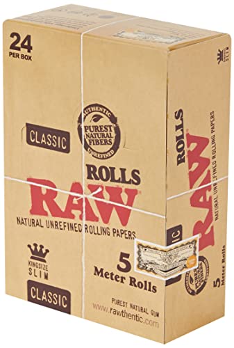 RAW 18311 Classic Slim-Box mit 24 Rolls a 5 m, Papier, gelb, M von RAW