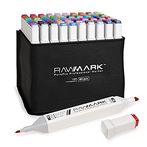 RAWMARK 80 Farben Alkohol Marker Set | Doppelseitiger Marker Stifte 80 Stück | Manga Stifte | Graffiti Stifte | Marker Pen für Graffiti von Architekturprojekten auf Stoffen oder Holz | Twinmarker RAWMARK 80 Farben Alkohol Marker Set | Doppelseitiger Marker Stifte 80 Stück | Manga Stifte | Graffiti Stifte | Marker Pen für Graffiti von Architekturprojekten auf Stoffen oder Holz | Twinmarker von RAWMARK