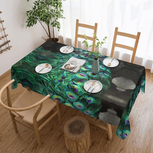 RAXER Tischdecke, Pfauengrün, Federn, abwischbar, rechteckig, bedruckt, öl- und staubabweisend, waschbar, Polyester, dekorative Tischdecke RAXER Tischdecke, Pfauengrün, Federn, abwischbar, rechteckig, bedruckt, öl- und staubabweisend, waschbar, Polyester, dekorative Tischdecke von RAXER