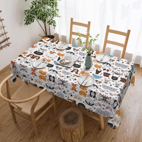 RAXER Tischdecke Tischtuch Wachstuch mit Cartoon-Katzen- und Hundemotiv, abwischbar, rechteckig, bedruckt, öl- und staubabweisend, waschbar, Polyester, dekorative Tischdecke RAXER Tischdecke Tischtuch Wachstuch mit Cartoon-Katzen- und Hundemotiv, abwischbar, rechteckig, bedruckt, öl- und staubabweisend, waschbar, Polyester, dekorative Tischdecke von RAXER
