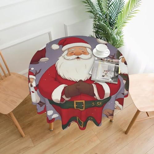 Weihnachten Weihnachtsmann Runde Tischdecke,Personalisierte Gedruckt Öl Und Staubabweisende Dekorative Runde Tischdecken von RAXER
