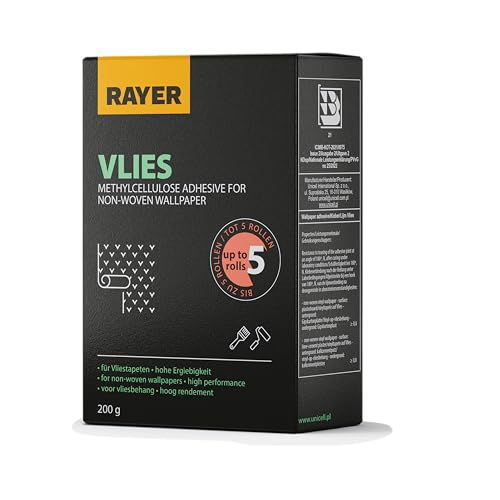 RAYER VLIES, Tapetenkleister für Vliestapeten, einfach in der Anwendung, mit starker Klebkraft für langanhaltende Ergebnisse 200g von RAYER