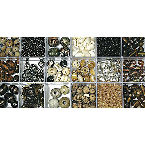 Rayher Glasperlen-Sortierung, Box 240 g, Farb- und Größenmix, verschiedene Formen in Topas/Braun/Beige/Silber-Tönen, Perlen zum Auffädeln, 14115805 von Rayher