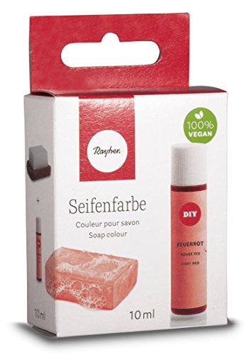 Rayher Hobby 34246280 Seifenfarbe, 10 ml, geruchsneutral, 100% vegan, schadstofffrei und ökologisch abbaubar, im wiederverschließbaren Kunststofffläschchen mit Schraubdeckel, gut dosierbar, feuerrot von Rayher