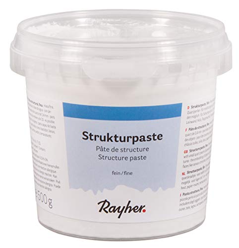 Rayher Hobby 38238000 Strukturpaste, weiß, feinkörnig, Dose 500 g, Strukturmedium für reliefartige, feinsandige Oberflächen, Spachtelmasse, Modelliermasse Rayher Hobby 38238000 Strukturpaste, weiß, feinkörnig, Dose 500 g, Strukturmedium für reliefartige, feinsandige Oberflächen, Spachtelmasse, Modelliermasse von Rayher