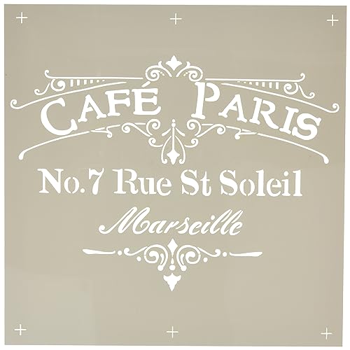 RAYHER HOBBY 38904000 Schablone Café Paris, 30,5 x 30,5 cm, Polyester, SB-Btl 1 Stück von Rayher
